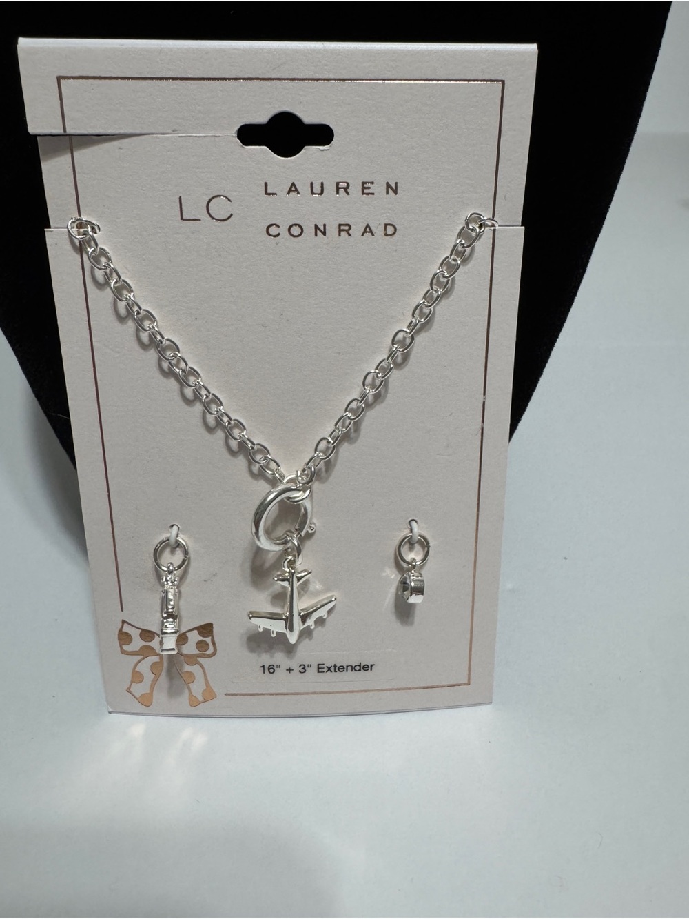 LC Lauren Conrad Silver Airplane Charm Necklace with Extra Charms